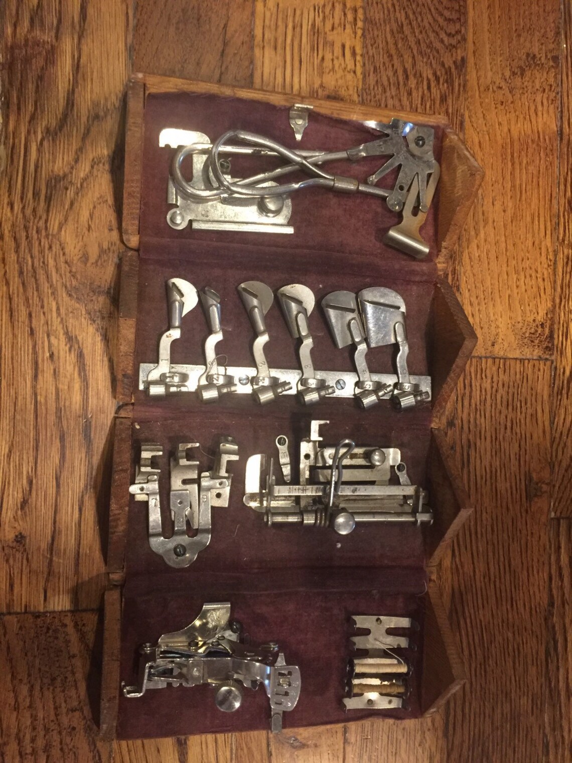 Antique Singer Puzzle Box Assorted Attachments and Bobbin Etsy