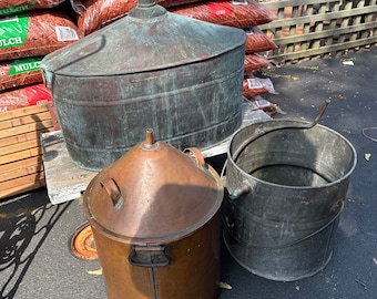 Antique 3 Piece Copper Spirits Alembic Buckets