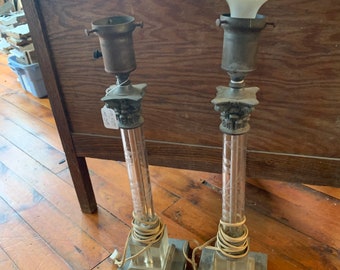 Art Deco/Art Nuevo Figurine Table Lamp Set 1915-1925, Approx 18” tall, Beautiful Set, no shades