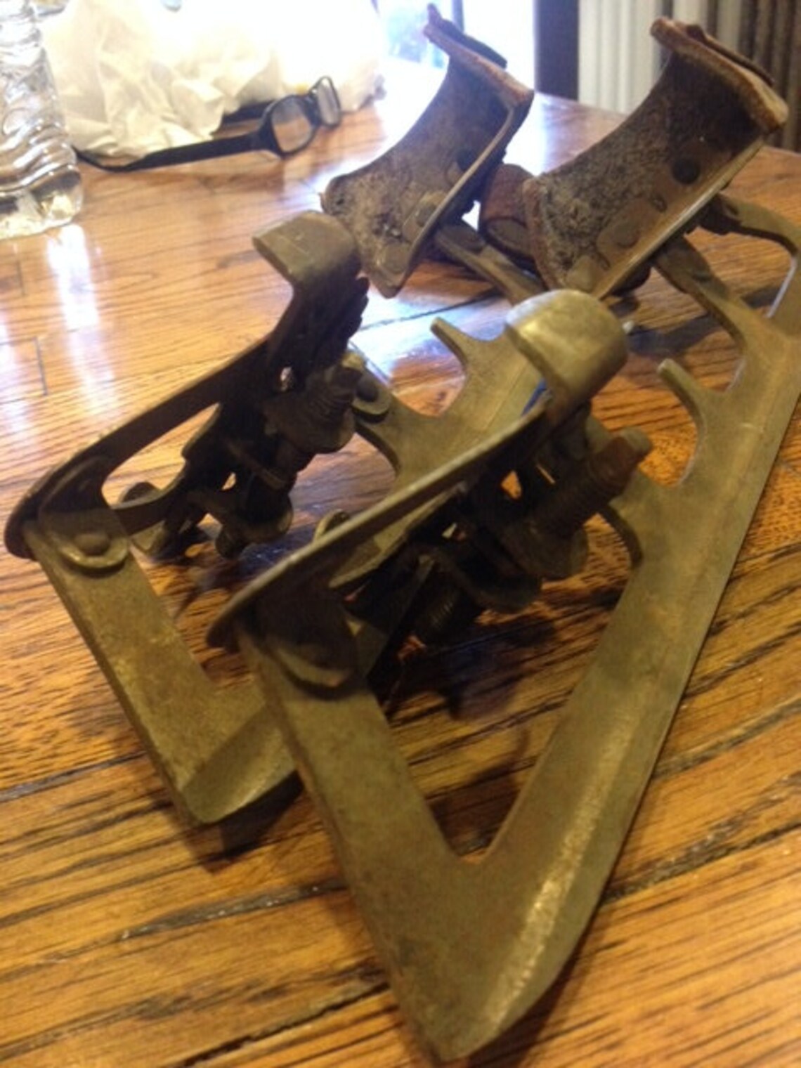 Vintage Metal Strap on Ice Skates for Display Only Etsy