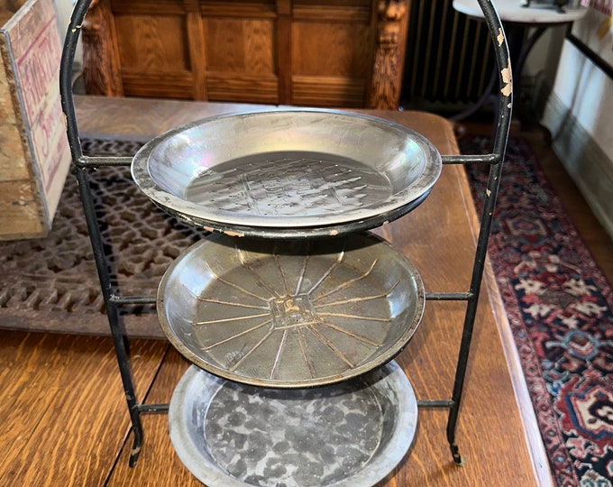 Vintage Three Tiered Metal Pie Rack Pie Cooling Stand Cupcake Display ...