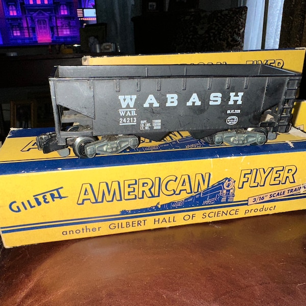 American Flyer / AC Gilbert #24213 Wabash Hopper Car “S” Gauge Black with box