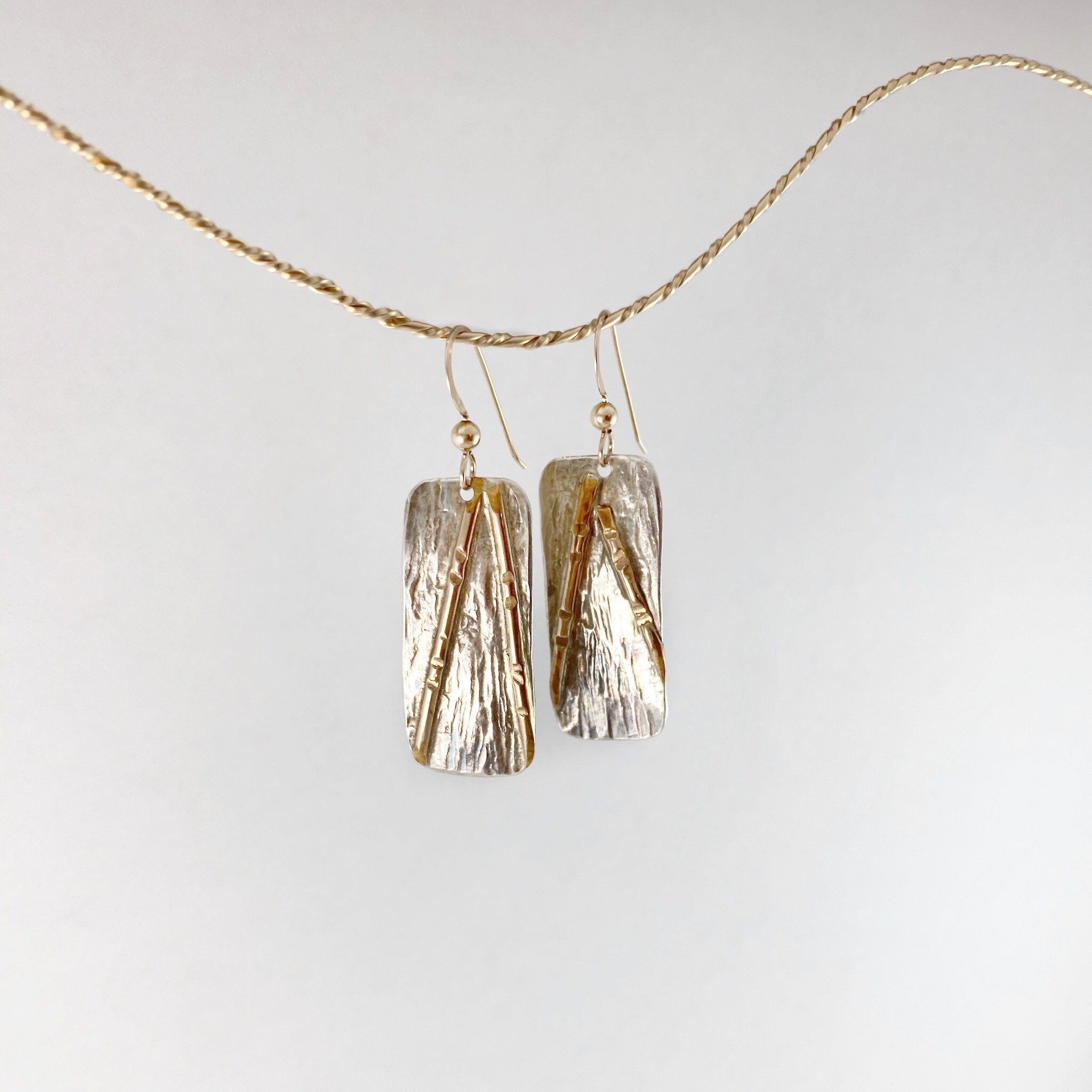 Bamboo Earrings Sterling Silver with Gold Detail Etsy