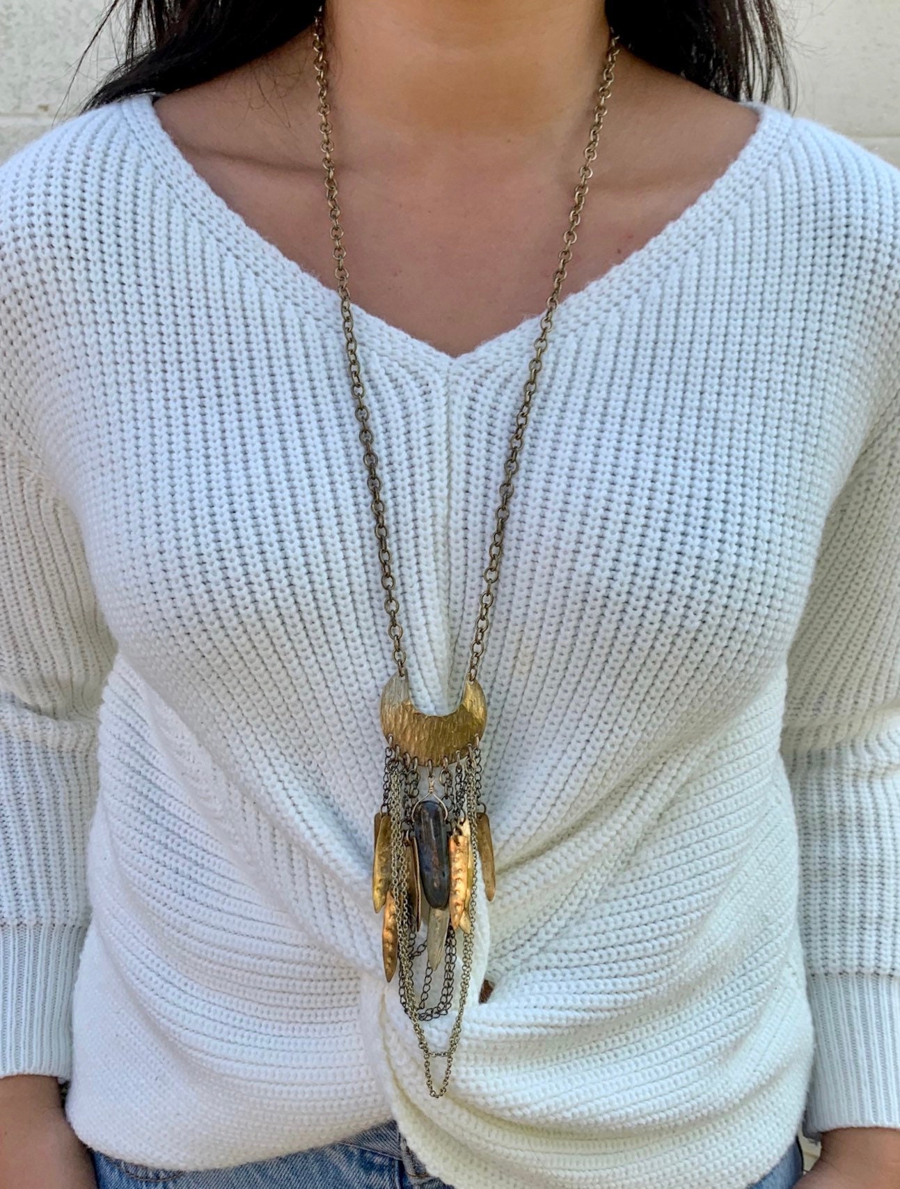 Brass Swag Gemstone Necklace Etsy