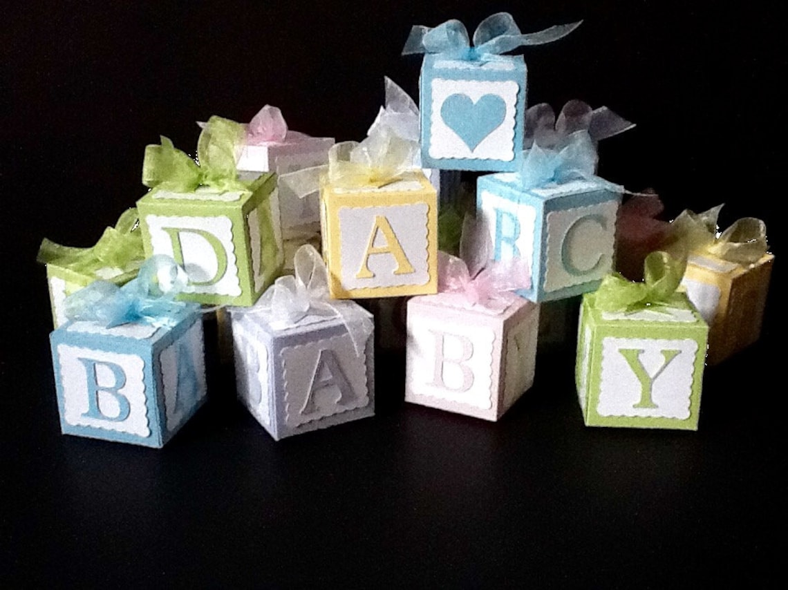 Baby Block Baby Shower Favor Boxes Etsy