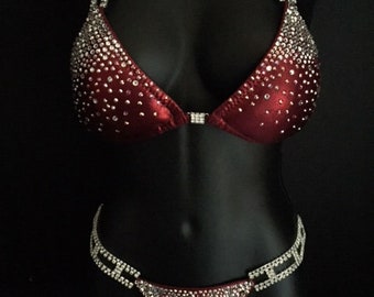 Dark Red Competition Bikini