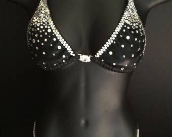 Black Hologram Bikini Competition Suit