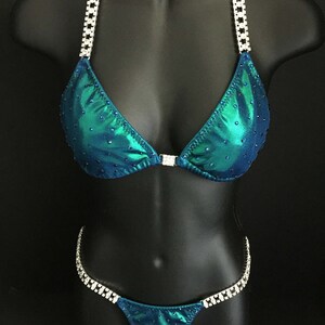 Green/Blue Hologram Bikini Competition Suit