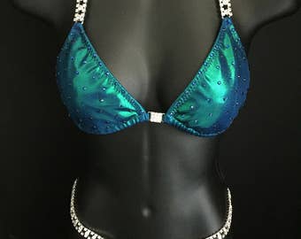 Green/Blue Hologram Bikini Competition Suit