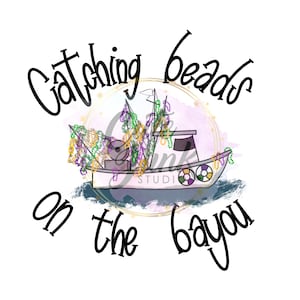 Bayou Mardi Gras Boat THREE PNG Digital DownloadS