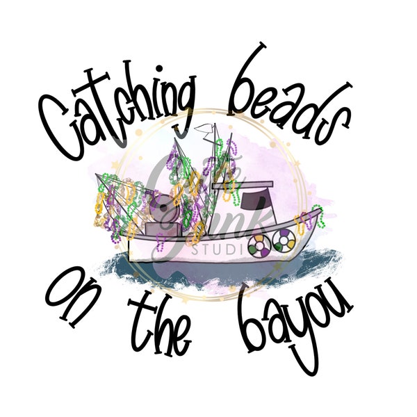 Bayou Mardi Gras Boat THREE PNG Digital DownloadS