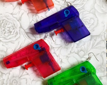 Water pistol earrings handmade pair | quirky | unique
