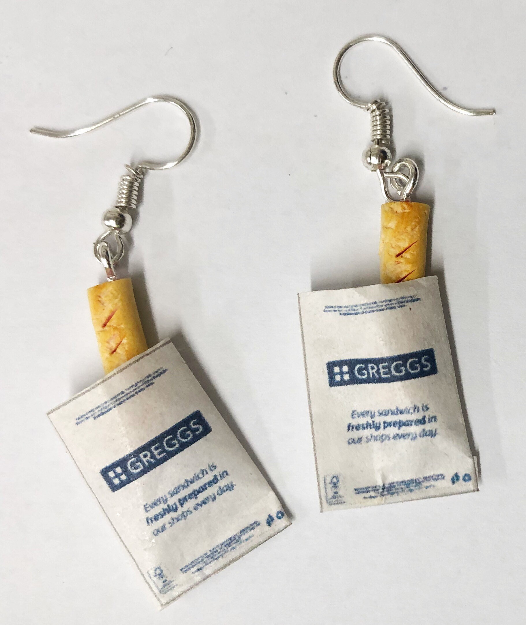 Greggs sausage roll earrings or hoops pair Etsy