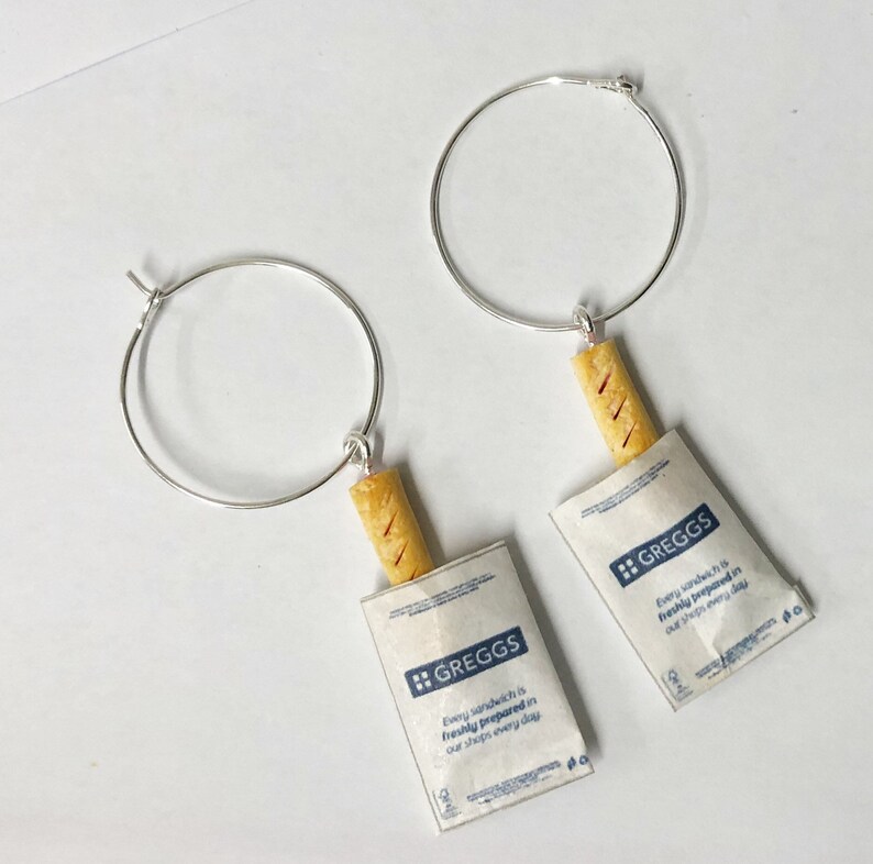 Greggs sausage roll earrings or hoops pair Etsy