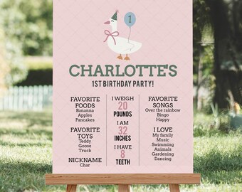 One Silly Goose Girl Milestone Sign, Farm Party Poster, Editable Corjl Template (Digital Download)