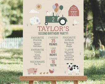 Farm Animals Birthday Milestone Sign, Barnyard Boy Party Poster, Editable (Digital Download)
