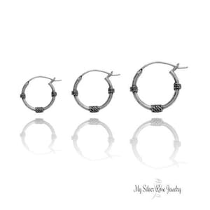 Oxidized Bali Hoops, Small Bali Hoops, Bali Hoop Earrings, Hinged Bali Hoops, Cartilage Hoops, .925 Sterling Silver Bali Hoops.
