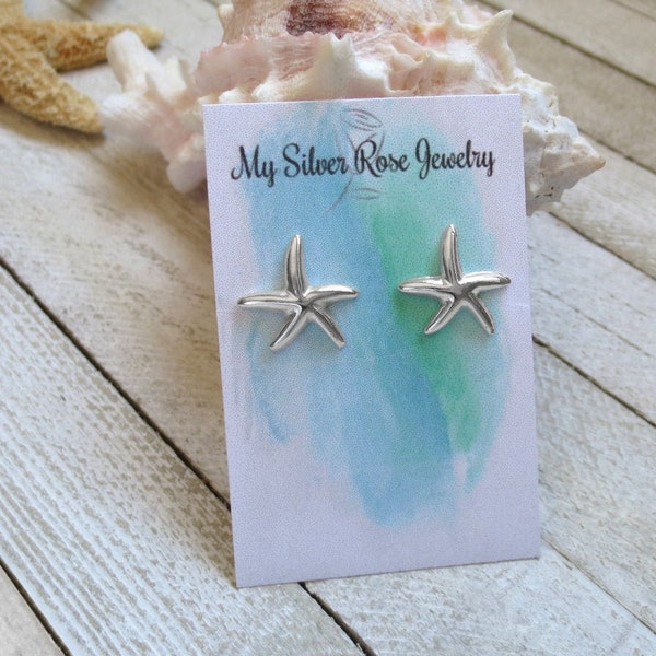 Sea Star Studs, .925 Sterling Silver, Starfish Earrings, Ocean Jewelry, Hawaiian Jewelry, Starfish Studs, Hawaiian Earrings, Sea Stars