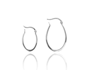 Hypoallergenic Sterling Silver for Ladies Silver Earrings for Wome Aeon Sleeper Hoop Earrings with Hinged Closure for Women Ladies Girls