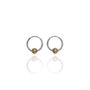 Sterling Silver 14 mm Continuous Hoops with Removable Gold Dipped Bead