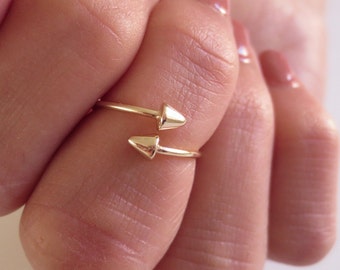 Adjustable .925 Sterling Silver or Gold Vermeil Spike Finger Ring