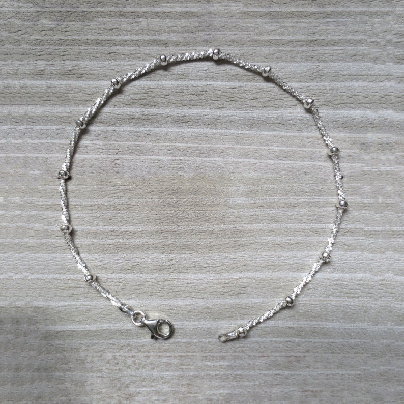 Sterling Silver Anklet Twisted Box and Bead Ankle Bracelet - Etsy