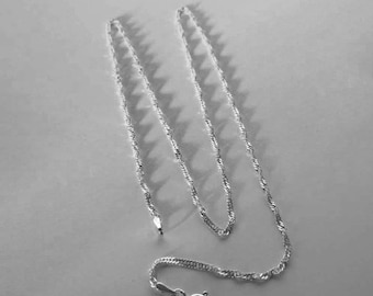 925 Sterling Silver Twisted Link Chain, Singapore Chain, Pendant Chain Necklace