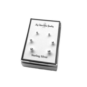 925 Sterling Silver 3mm, 4mm, & 5mm Ball Stud Earrings, Sterling and Rubber stops, Can be worn in Cartilage, Little Girl, Multiple Piercings