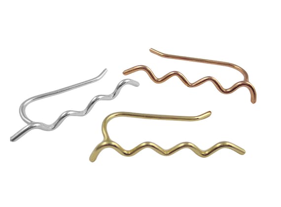 925 Sterling Silver, Rose Gold Vermeil, or Yellow Gold Vermeil, Zig Zag Ear Pins