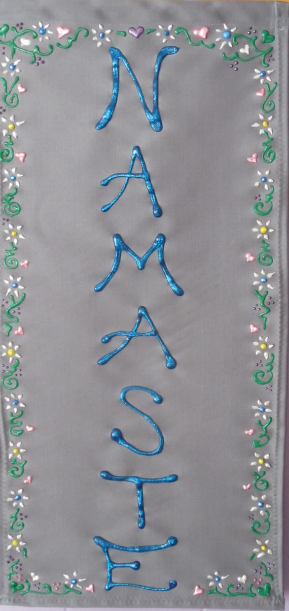 Namaste Hand Painted Banner Wall Or Door Hanging Meditation Banner Yoga Art