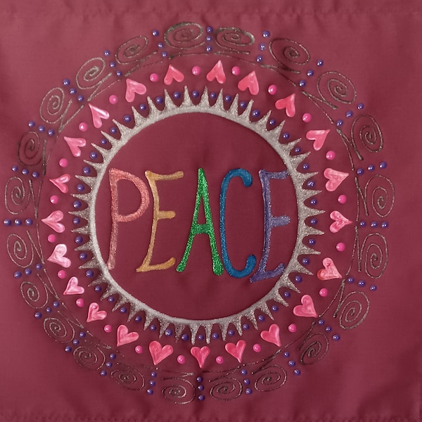 Peace Mandala, Hand painted wall hanging & banner, Spiritual art, Peace sign Hippie Banner, Meditation banner, Motivational quote