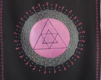 Yantra Mandala Banner,wall hanging, Meditation altar cloth, Hand painted Ckakra lotus flower mandala for meditation, Ganesha Yantra