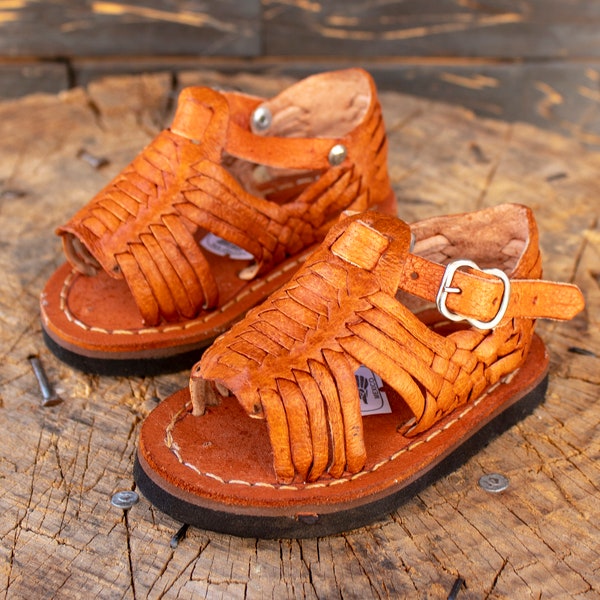 Baby Walker toddler BOYS girls MEXICAN SANDALS huaraches orange/brown