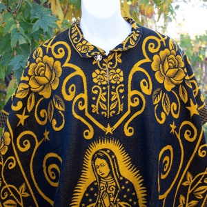 VIRGEN de GUADALUPE Vierge Marie Poncho mexicain rebozo wrap 2 faces Gaban