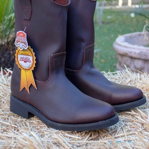 MENS authentic LEATHER roper pull on Establo WORK boots