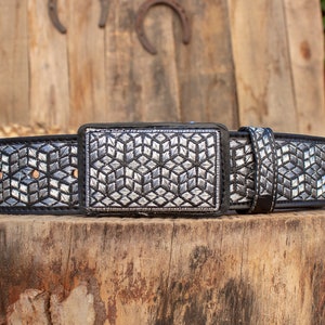 MENS WESTERN LEATHER charro mariachi embroidered leather belt