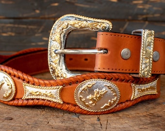 Girls Leather Western Belt with Conchos Brown Small Gibson Trading Co 1256105