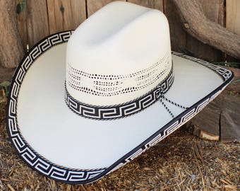 MENS traditional black trim Western COWBOY hat SOMBRERO