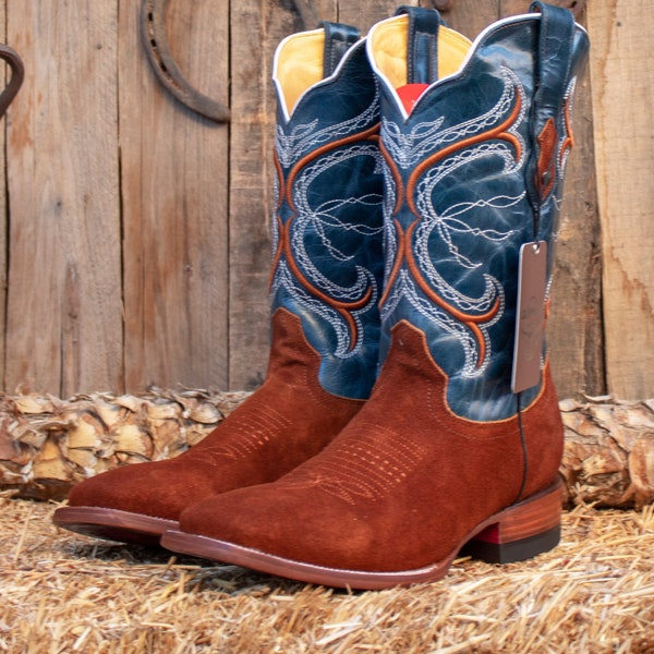 Mens Blue Suede Boots Etsy