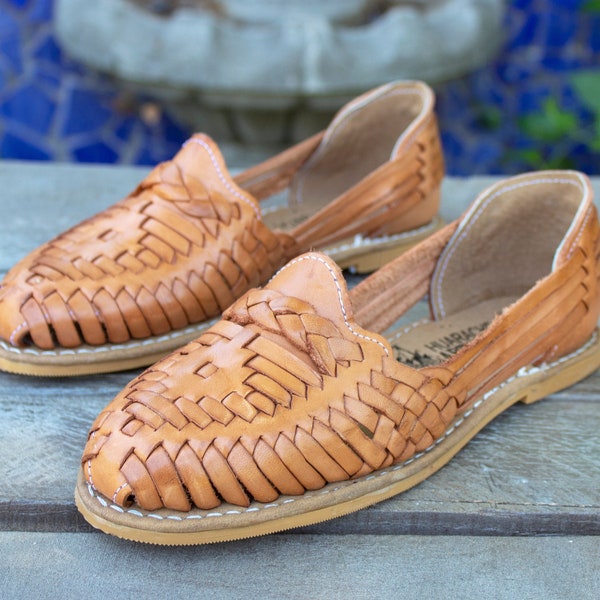 WOMENS tan MEXICAN SANDALS leather shoe huarache handmade