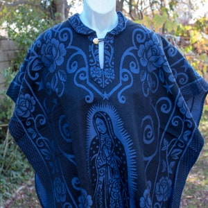 VIRGEN de GUADALUPE Virgin Mary 2 sided Mexican Poncho rebozo wrap Gaban
