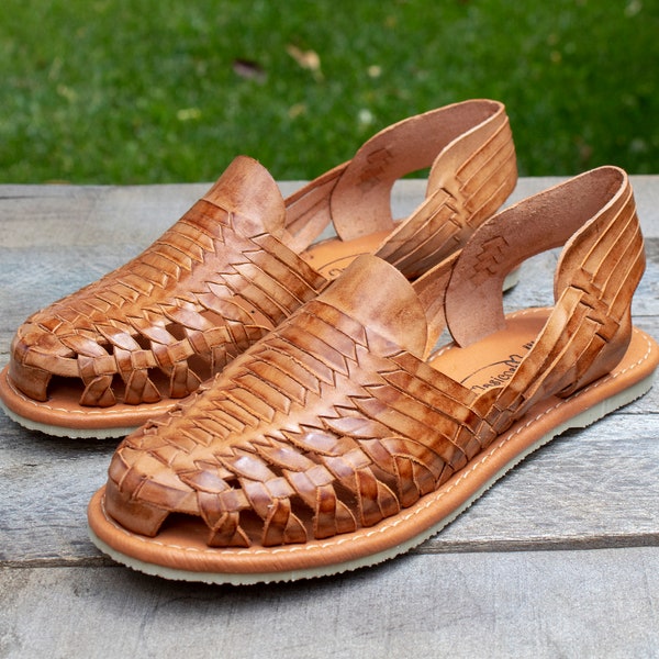 Sandálias mexicanas femininas, sapato de couro feito à mão, huarache