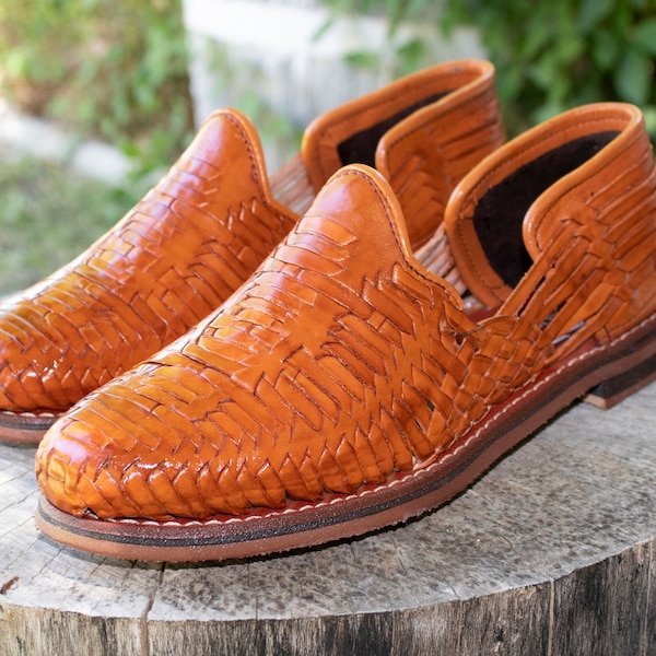 MENS LEATHER SHOE huarache slip on hand made mexican sandals