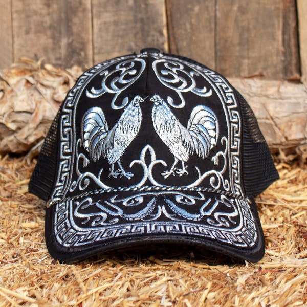 ROOSTER Gallo western EMBROIDERED HAT adjustable trucker mesh cap