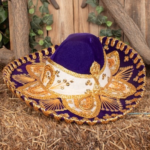 KIDS MARIACHI baby boys girls toddler Childrens Western Purple & Gold SOMBRERO