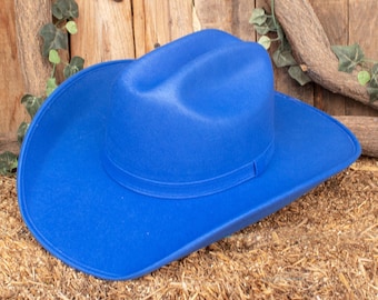 WOMENS blue FELT Western rodeo Cowboy hat SOMBRERO Texana