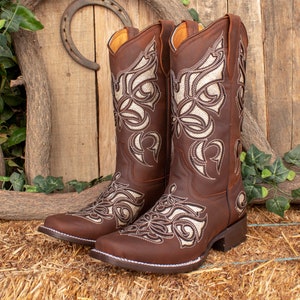 FRAUEN COWGIRL Cowboy Karo Kappe Leder bestickt Glitter BOOTS