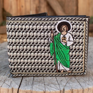 SAN JUDAS St Jude GEBORDUURDE leren portemonnee