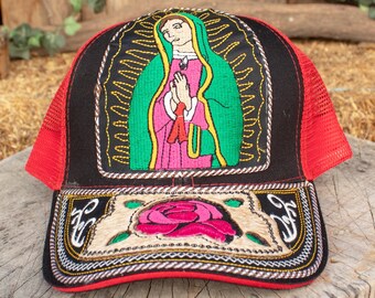 WOMENS Men's Unisex VIRGEN De GUADALUPE Virgin Mary Red Rose