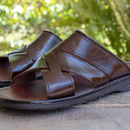 MENS LEATHER Slip on Hand Made MEXICAN Sandals - Etsy